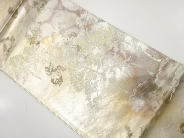 JAPANESE KIMONO / ANTIQUE FUKURO OBI / SILK / WOVEN TREES